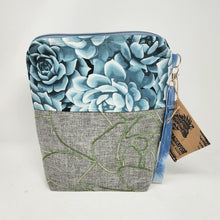 Load image into Gallery viewer, Freehand Machine Embroidered Ikea Drape + Custom Succulent Print 10x11 Project Bag - hand-dyed
