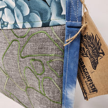 Load image into Gallery viewer, Freehand Machine Embroidered Ikea Drape + Custom Succulent Print 10x11 Project Bag - hand-dyed
