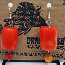 Load image into Gallery viewer, Upcycled from Thrift Store Jewelry - Giant Orange Bead Earrings
