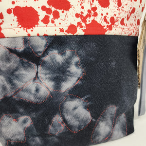 Freehand Machine Embroidered Hand-Dyed Ikea Sofa Cover + Bloody Fabric 10x11 Project Bag - hand-dyed