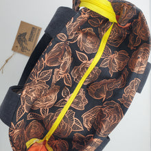 Load image into Gallery viewer, Black Polo Denim Jeans + Metallic Copper Flowers Upcycled Shoulder Tote

