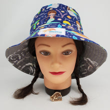 Load image into Gallery viewer, Ikea Rose Drape + Mermaids Upcycled Reversible Bucket Hat - medium

