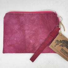 Load image into Gallery viewer, Hand-dyed Ikea Sofa cover + Psychedelic Rainbow Upcycled 10.5x8 Notions Clutch
