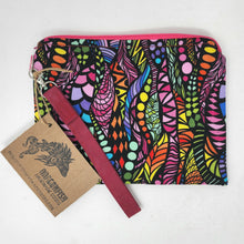 Load image into Gallery viewer, Hand-dyed Ikea Sofa cover + Psychedelic Rainbow Upcycled 10.5x8 Notions Clutch
