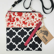 Load image into Gallery viewer, Remnant Bolt Morrocan fabric + A Bloody Mess 9.5x10.5 Upcycled Crossbody Bag - hand-dyed
