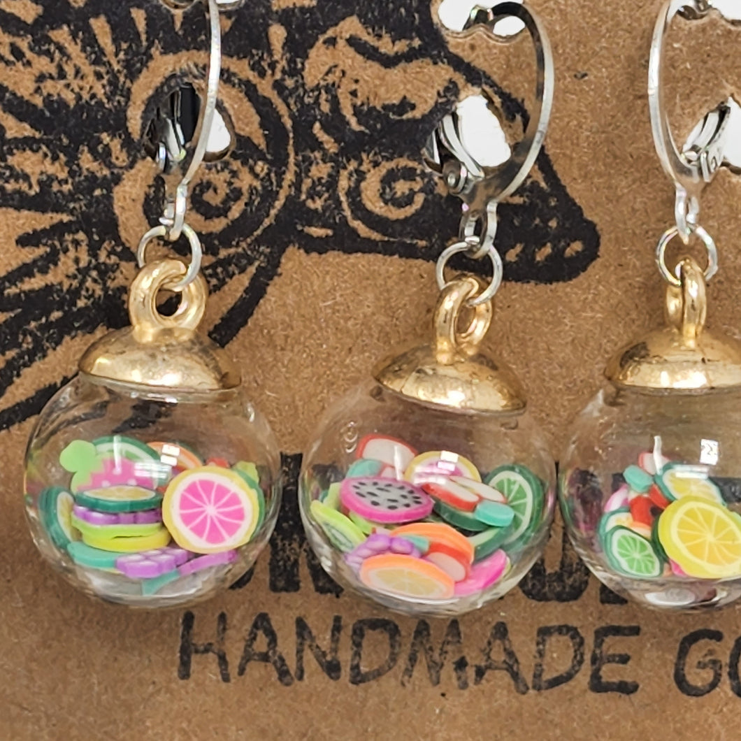 Fruit Slices in Globes Stitch Markers - set of 5