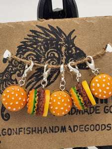 Cheeseburger Stitch Markers - set of 5