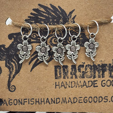 Load image into Gallery viewer, Little Metallic Sunflower Stitch Markers - set of 5
