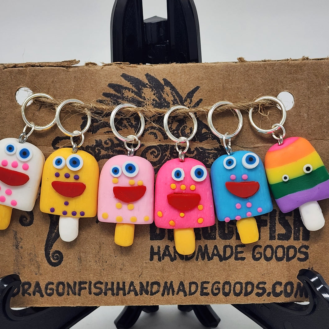 Fancy Rainbow Cartoon Popsicles Stitch Markers - set of 6
