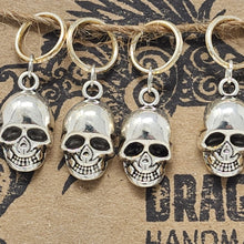 Load image into Gallery viewer, Silver Metal Skull Stitch Markers - set of 5

