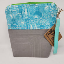 Load image into Gallery viewer, Freehand Machine Quilted Khaki Pants + Cryptids 10x11 Project Bag
