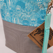 Load image into Gallery viewer, Freehand Machine Quilted Khaki Pants + Cryptids 10x11 Project Bag
