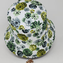 Load image into Gallery viewer, Remnant Block Print + Succulents Upcycled Reversible Bucket Hat - Small
