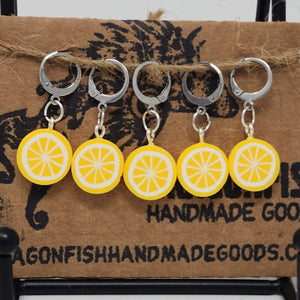 Lemon Slices Stitch Markers - set of 5