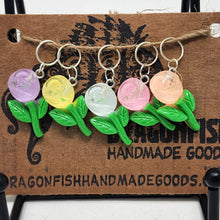 Load image into Gallery viewer, Crystal Rose Stitch Markers - set of 5
