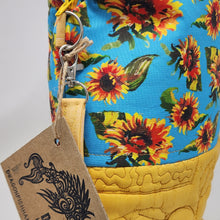 Load image into Gallery viewer, Yellow Silk Jacket + Suflowers 10x11 Upcycled Project Bag - hand-dyed
