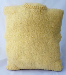 Upcycled Vintage Yellow Felted Cable Sweater Pillow